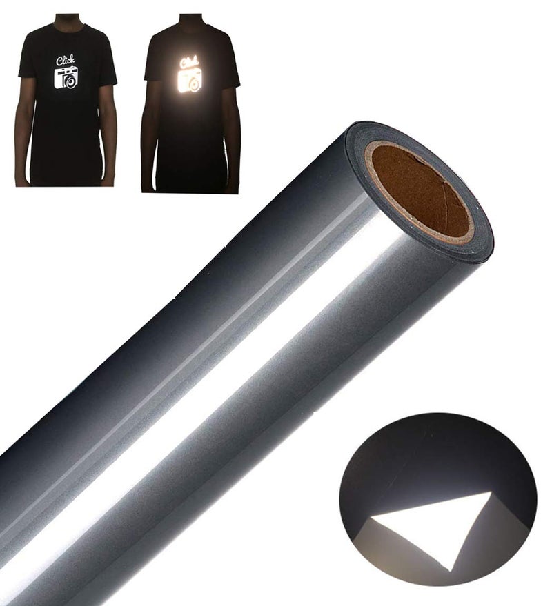 FUNKAKA Heat Transfer Vinyl Reflective Dark Gray HTV Roll, 12" x 10ft Iron on Vinyl for All Cutter Machine, HTV for T-Shirts Easy to Cut & Weed for Heat Vinyl DIY Design - Image 1